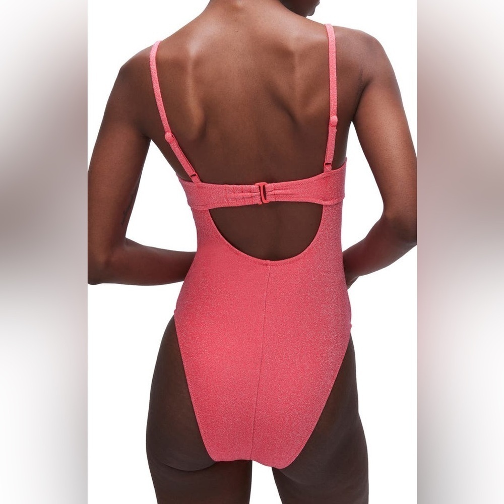 Good American Sparkle Show Off Underwire One-Piece Swimsuit in Fiery Coral 002 - Picture 5 of 14